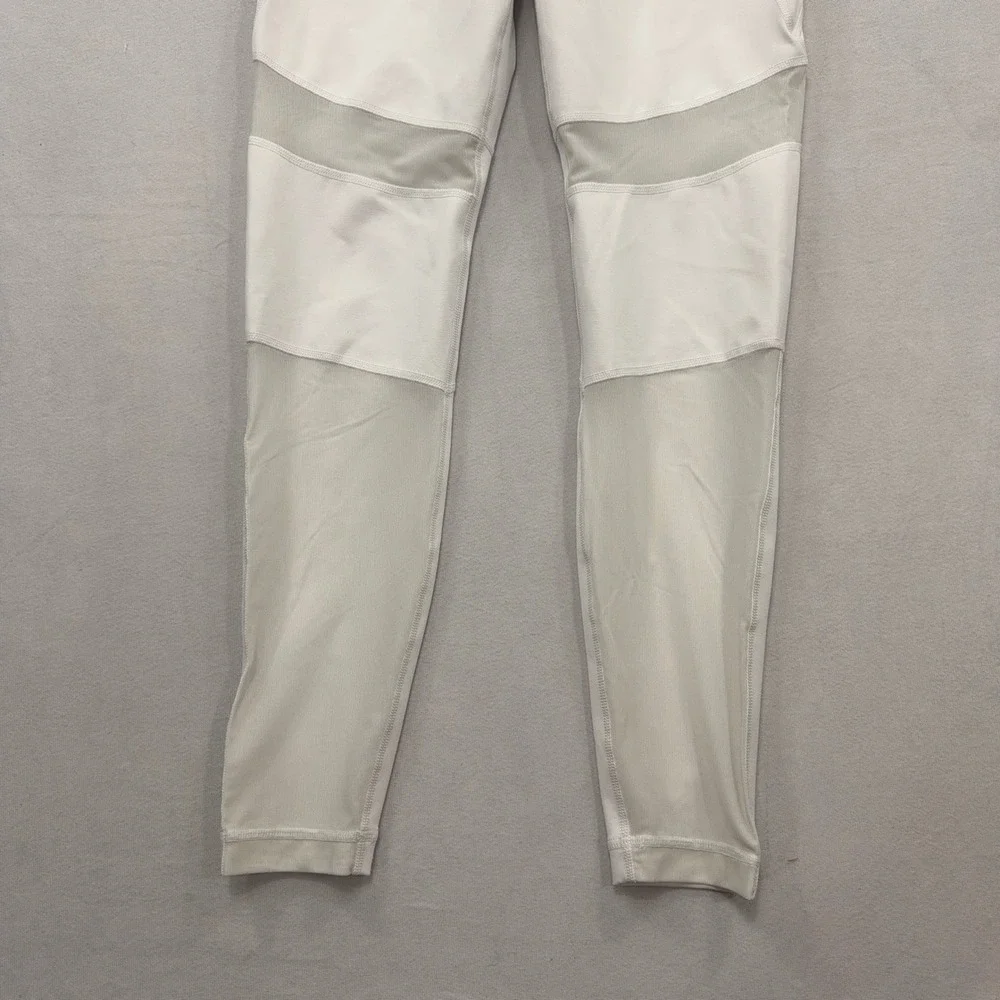 Athleta Leggings Salutation Stash Pocket Mesh Panel White Women S 281528